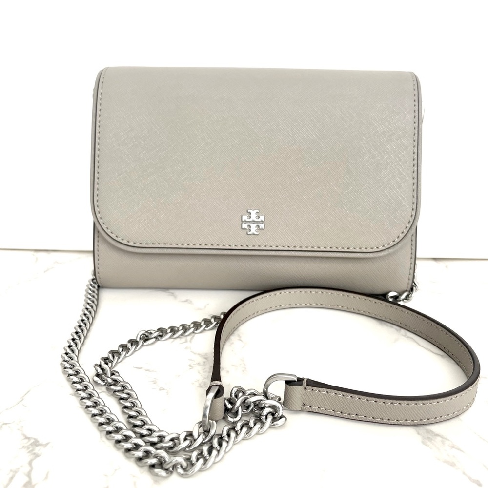 ❌❌SOLD❌❌ New Tory Burch Emerson Crossbody Wallet on Chain Gray - Picture 2 of 9
